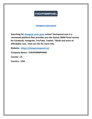 cheapest smm panel |cheapsmmpanel.co
