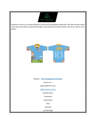 Year 6 Graduation Polo Shirts | Brizleavers.com.au