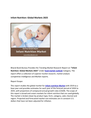 Global Infant Nutrition Market By Region, Forecast to 2025