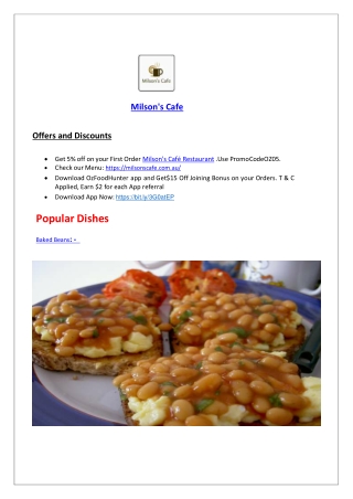 15% off - Milsons Point Cafe takeaway Sydney, NSW