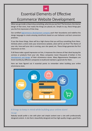 Essential Elements of Effective Ecommerce Website Development