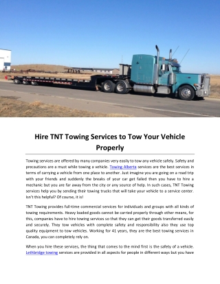 Hire TNT Towing Services to Tow Your Vehicle Properly