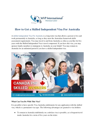 How to Get a Skilled Independent Visa For Australia