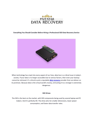 Everything You Should Consider Before Hiring a Professional SSD Data Recovery SS