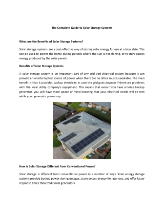 The Complete Guide to Solar Storage Systems