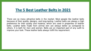 The 5 Best Leather Belts in 2021