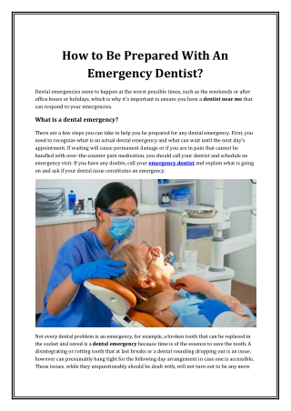 How to Be Prepared With An Emergency Dentist