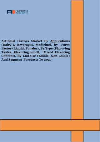 Artificial Flavors Market Size, Competitive Landscape, Revenue Analysis, 2027
