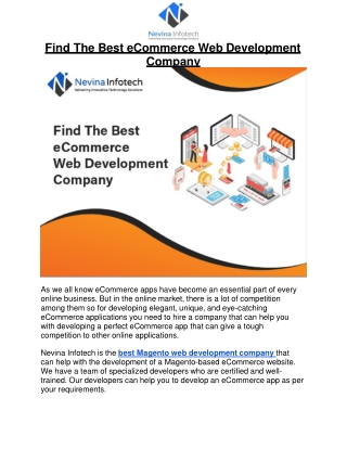 Find The Best eCommerce Web Development Company