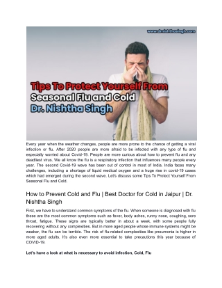 Tips To Protect Yourself From Seasonal Flu and Cold _ Dr. Nishtha Singh