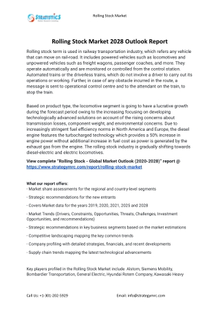 2021 Rolling Stock Market Global Analysis Report
