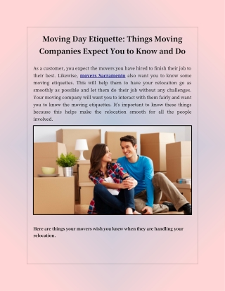 Moving Day Etiquette: Things Moving Companies Expect You to Know and Do