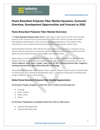 Flame Retardant Polyester Fiber Market  Economic Overview 2021