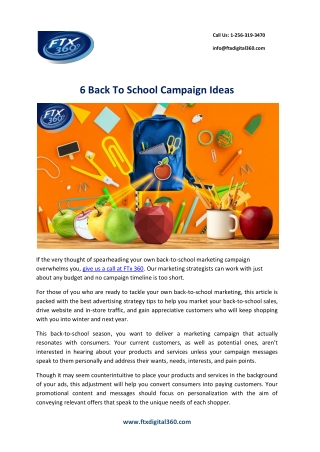 6 Back To School Campaign Ideas