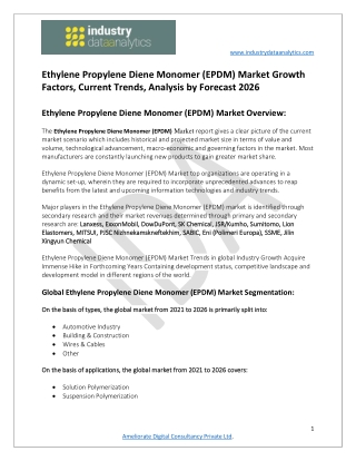 Ethylene Propylene Diene Monomer (EPDM) Market Future Prospects and Forecasts