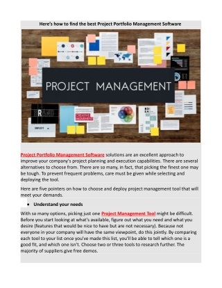 Here’s how to find the best Project Portfolio Management Software