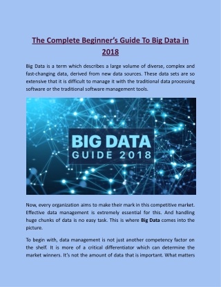 The Complete Beginner’s Guide To Big Data in 2018