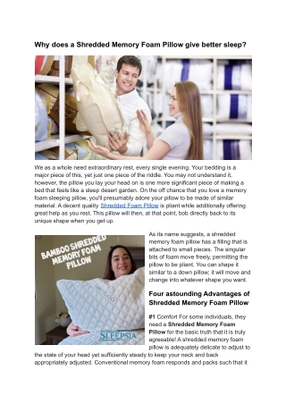 Why does a Shredded Memory Foam Pillow give better sleep