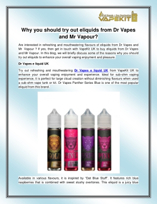 Dr Vapes e liquid UK