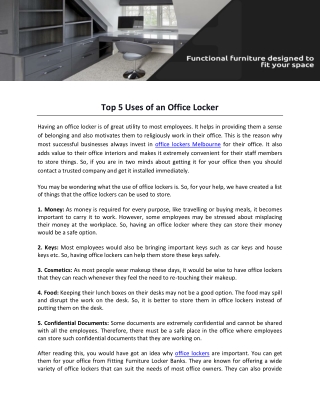 Top 5 Uses of an Office Locker