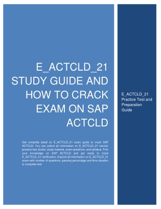 E_ACTCLD_21 Study Guide and How to Crack Exam on SAP ACTCLD