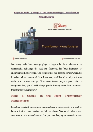 Simple Tips For Choosing Transformer Manufacturer