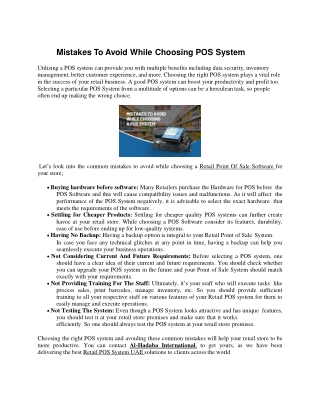 Mistakes to avoid while choosing a POS system