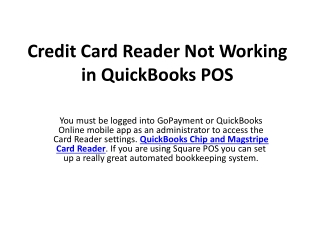 Fix the Credit Card Reader is not working in QuickBooks POS
