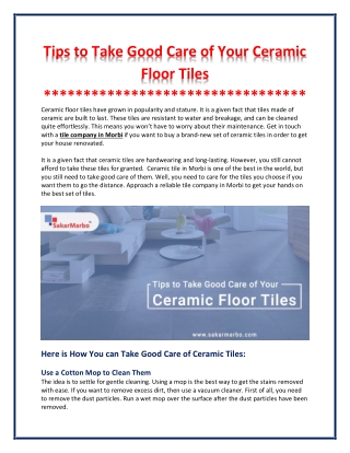 Tips for Ceramic Tiles