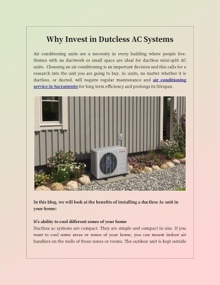 Why Invest in Dutcless AC Systems