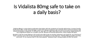 Is Vidalista 80mg safe to take on a