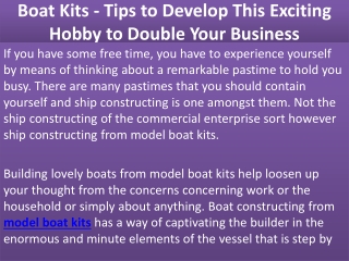 Read These Tips about Collecting Model Boat Kits - Tips to Develop This Exciting