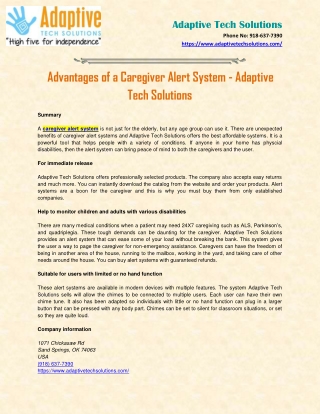 Caregiver Alert System - Adaptive Tech Solutions