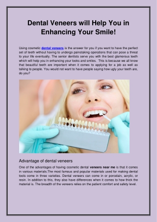 Dental Veneers will Help You in Enhancing Your Smile