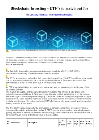 Blockchain Investing - ETF’s to watch out for