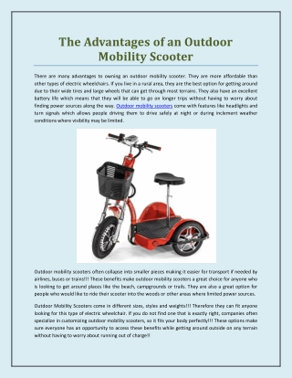 The Advantages of an Outdoor Mobility Scooter