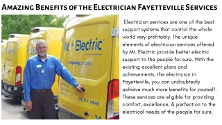 Amazing Benefits of the Electrician Fayetteville Services by Mr Electric Atlanta