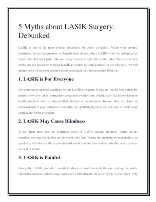 5 Myths about LASIK Surgery