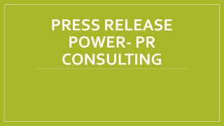 PRESS RELEASE POWER- PR CONSULTING