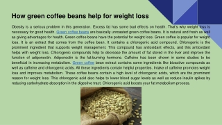 How green coffee beans help for weight loss