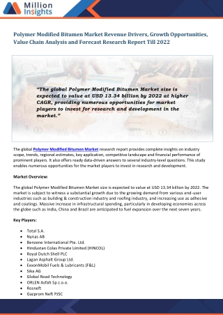 Polymer Modified Bitumen Market
