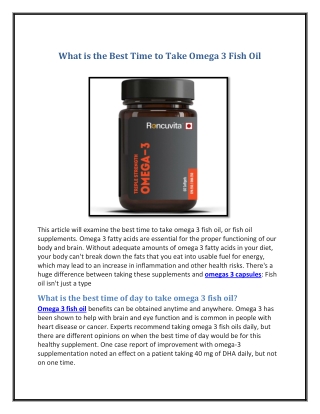 What is the Best Time to Take Omega 3 Fish Oil
