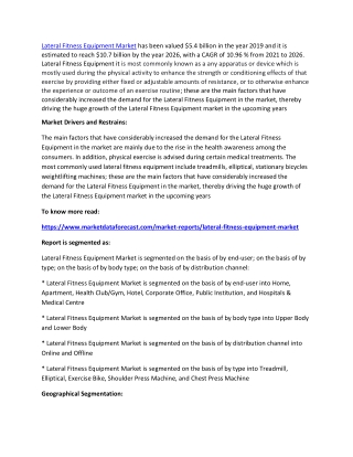 Lateral Fitness Equipment Market