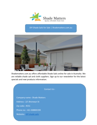 DIY Shade Sails for Sale  Shadematters.com.au-converted