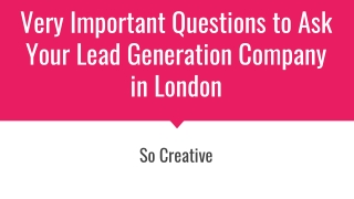 Lead Generation Company in London