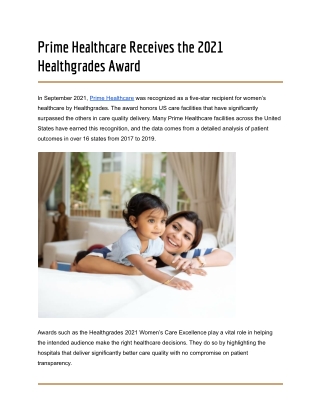 Prime Healthcare Receives the 2021 Healthgrades Award