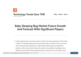 Baby Sleeping Bag Market Trends and Research Insights by 2030