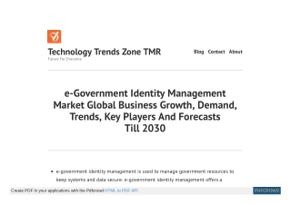 e-Government Identity Management Market – Global Industry Analysis, Size, Share,