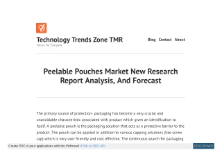 Peelable Pouches Market Trends, and Forecast, 2021-2031