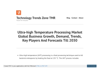 Ultra high Temperature Processing Market Trends & Forecast 2030